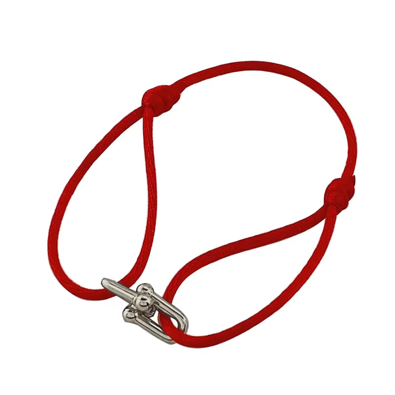 Bracelet tressé réglable en corde avec fermoir en U en forme de fer à cheval