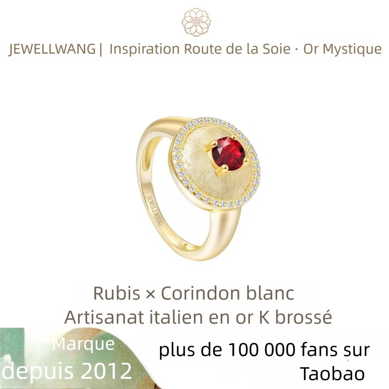 Bague pour l'index en rubis cultivé en laboratoire JEWELLWANG