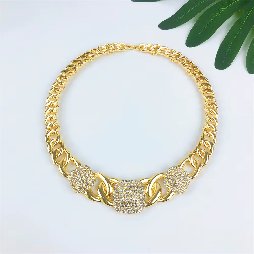 TITI Vintage femmes collier Bracelet boucle d'oreille bague ensemble de bijoux style minimaliste mode 18K plaqué or