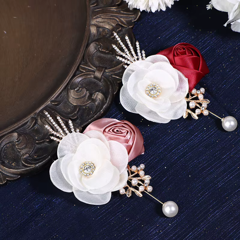 Boutonnière de marié, broche pour témoin de mariage