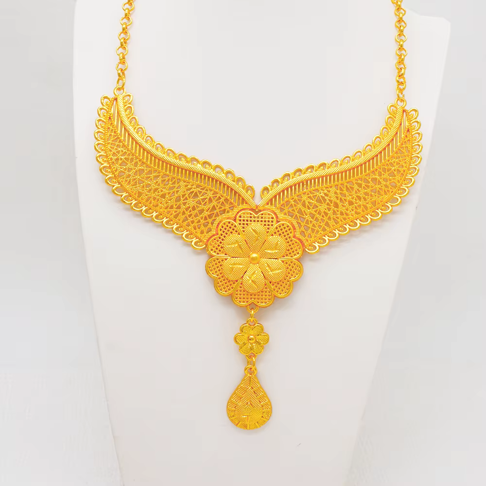 Ensemble de bijoux de luxe africains couleur or de Dubaï pour femmes