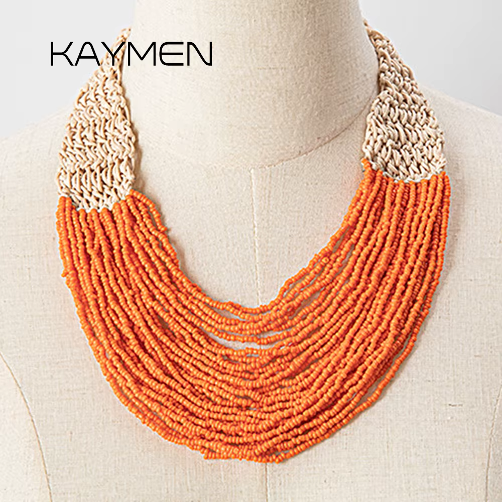 KAYMEN mode fait à la main petits brins de perles collier déclaration bohême