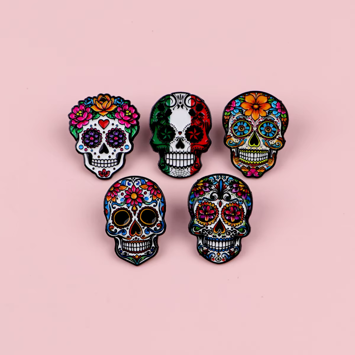 Broches en émail crâne mexicain