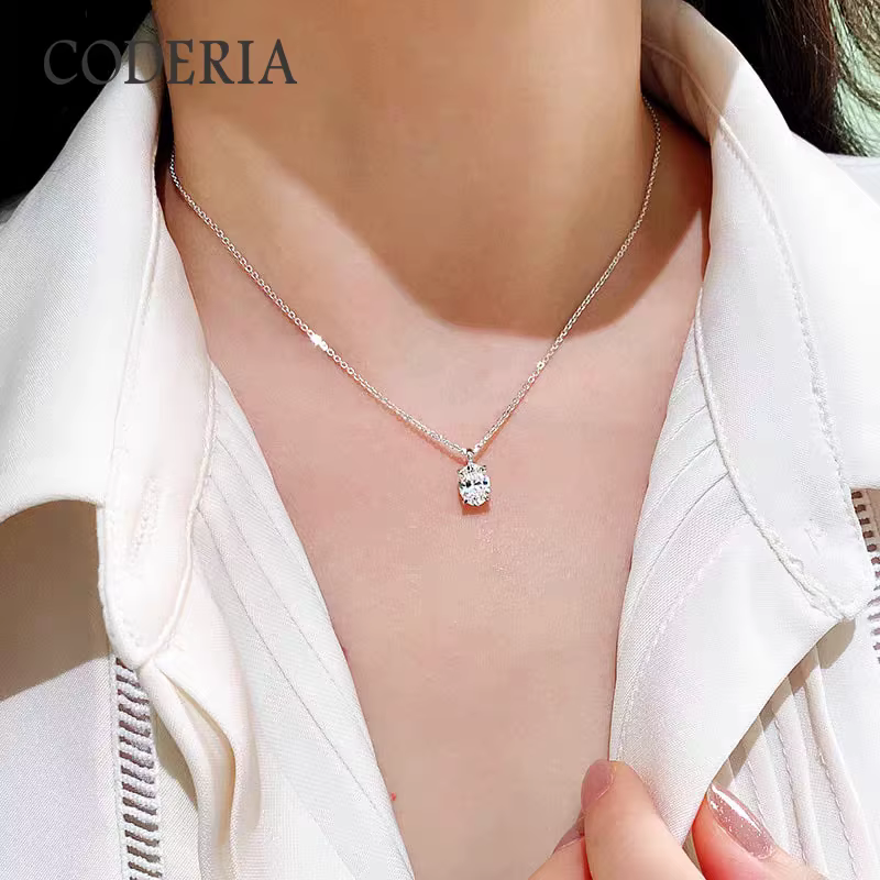 Collier ovale en Moissamite goutte d'eau