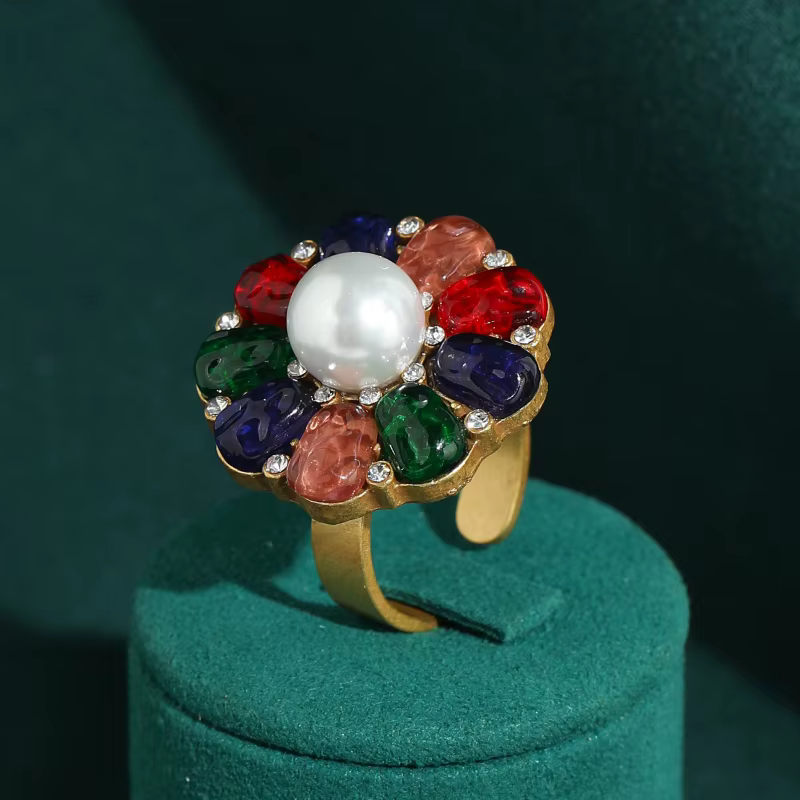 Bagues Vintage Grandes Perles pour Femme