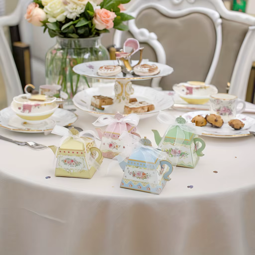 10 Mini boîte-cadeau de fête de thé florale