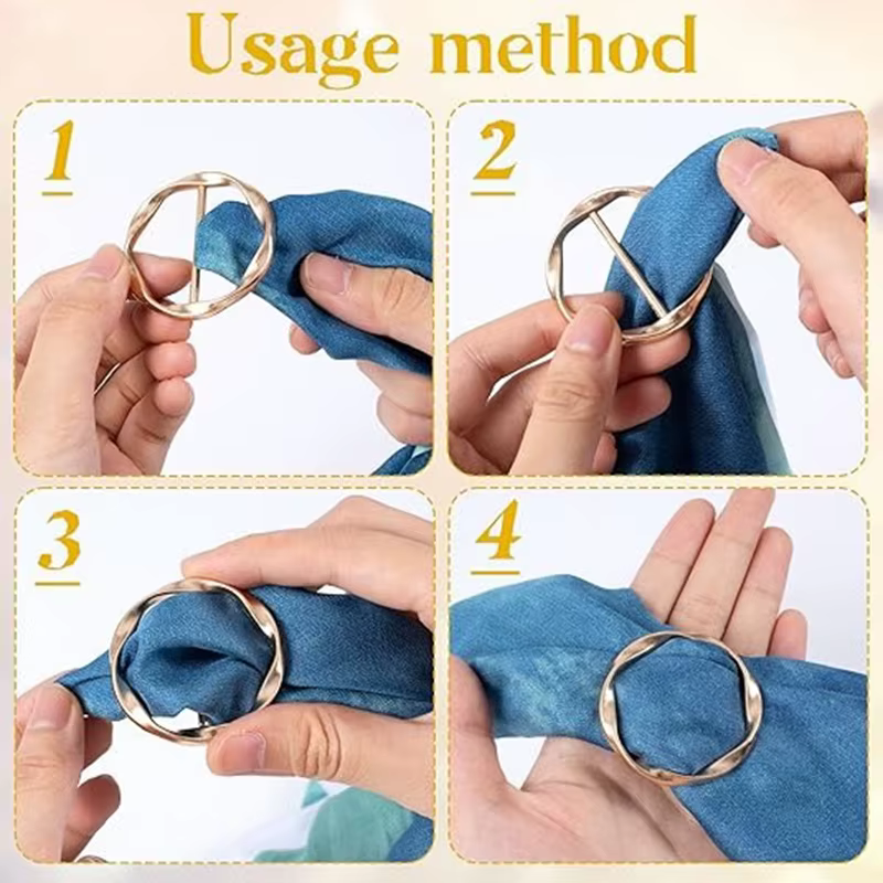 4 pièces écharpe anneau pince-t-shirt cravates Clips vêtements coin bouton noué pour les femmes mode métal rond cercle chemise pince boucle