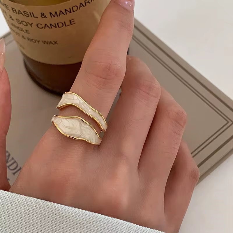 Bagues ouvertes rétro couleur or pour femmes