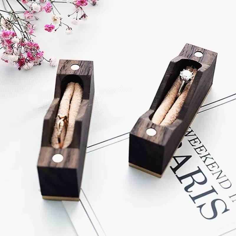 Boîte de rangement de bijoux à Double anneau faite à la main