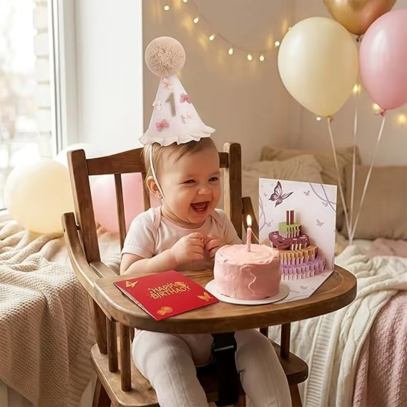 Chapeau d’anniversaire avec nœud – Couronne Boho pour premier demi-anniversaire