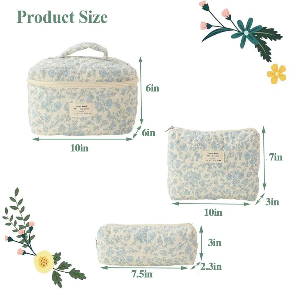 Sac de maquillage en coton matelassé pour femmes