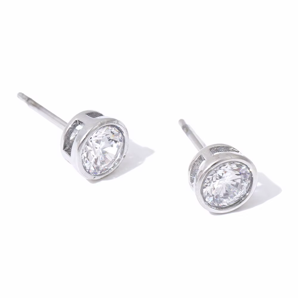 Boucles d'oreilles en acier inoxydable et zircone cubique
