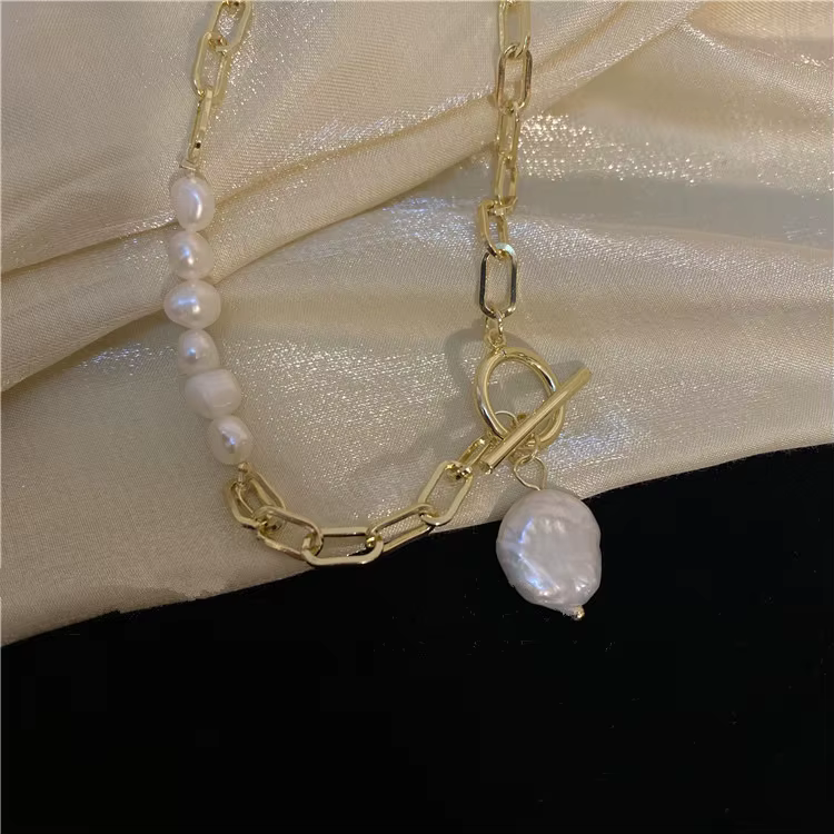 Bijoux originaux 100% naturel Baroque perle d'eau douce 14K or rempli femme asymétrie collier pour femmes cadeaux ne se décolore pas