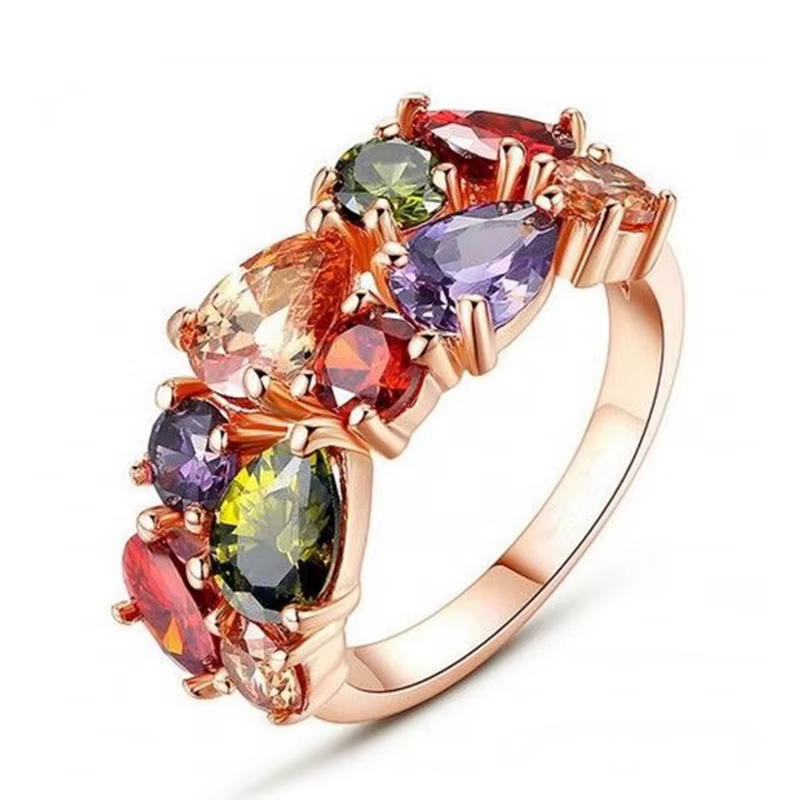 Huretailers-Bague de Doigt en Or Rose pour Femme