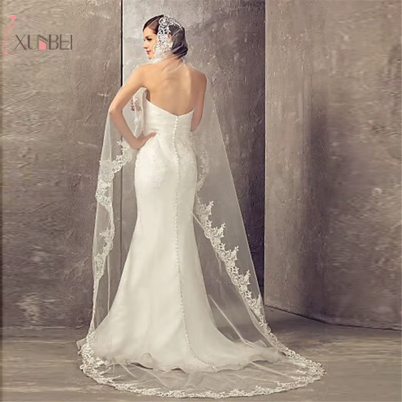 Voile de mariage long de luxe sans peigne
