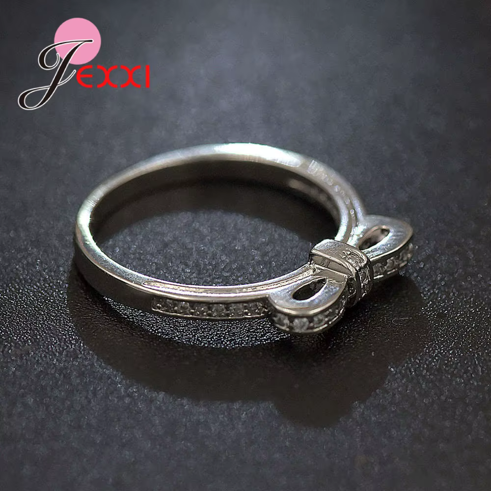Bague en argent Sterling 925 avec nœud papillon pour femme