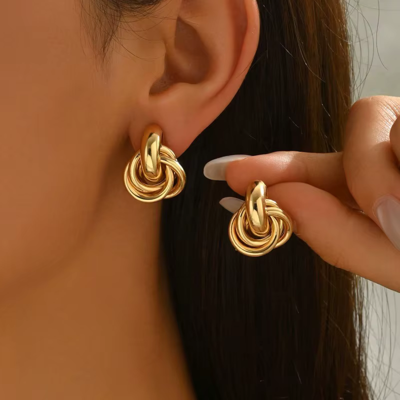 Boucles d'oreilles torsadées en acier inoxydable pour femmes et filles