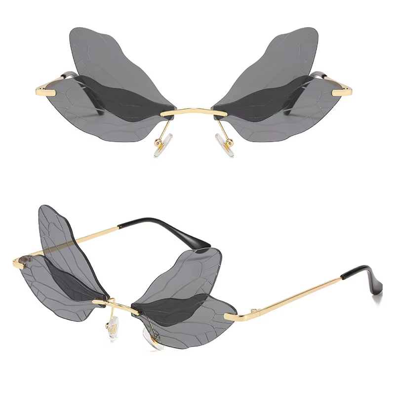 Lunettes de soleil à ailes de libellule sans bords