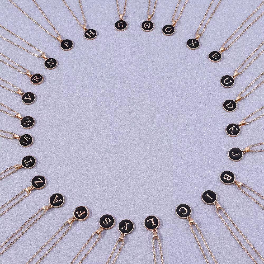 Bijoux pour femmes nom initiales 26 lettres pendentif collier émail A-Z Alphabet colliers filles cadeaux d'anniversaire
