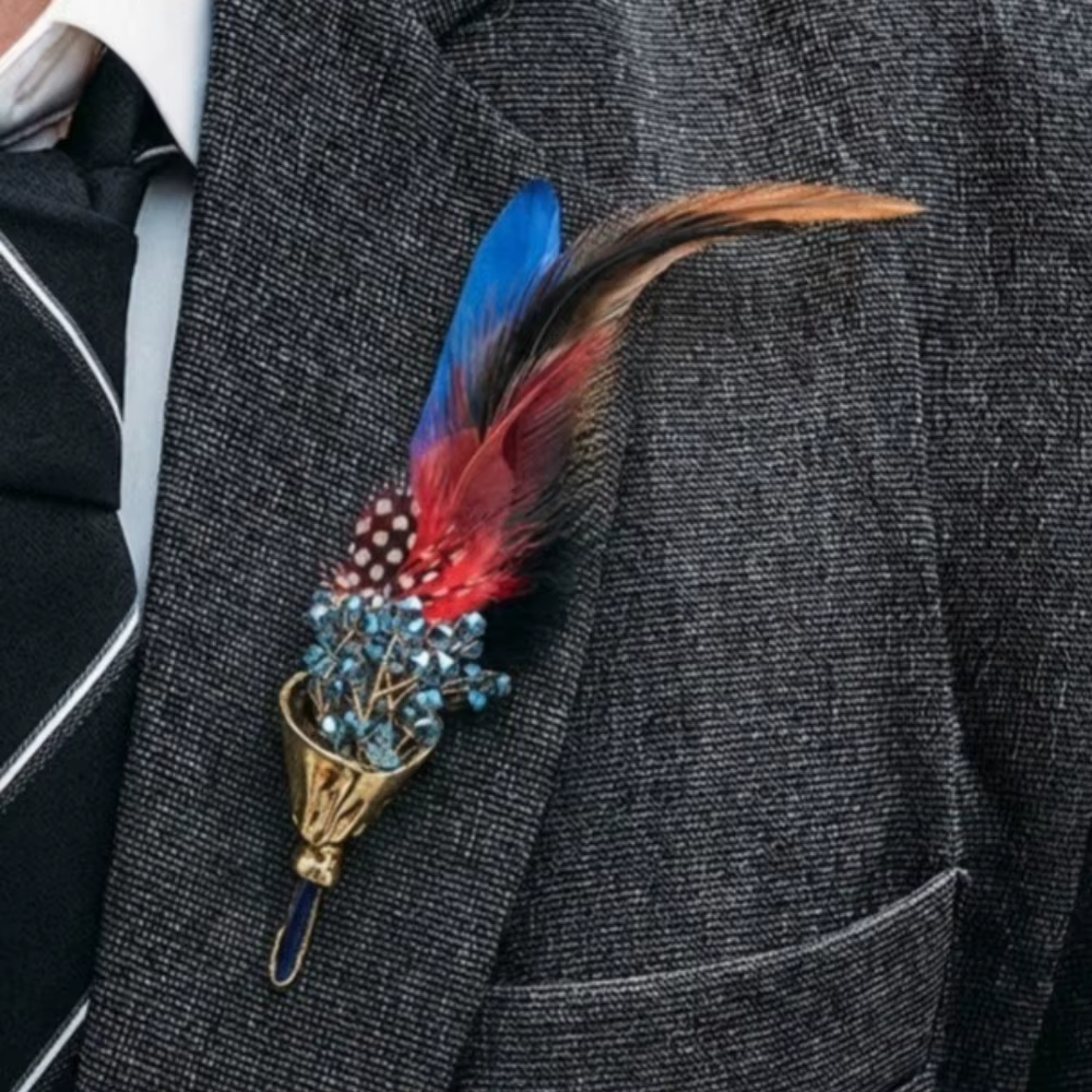 Nouvelle Broche Plume Tendance pour Homme – Accessoire de Costume Élégant pour Corsage