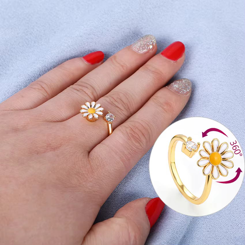 Bague ouverte réglable AndrFolower pour femmes et filles