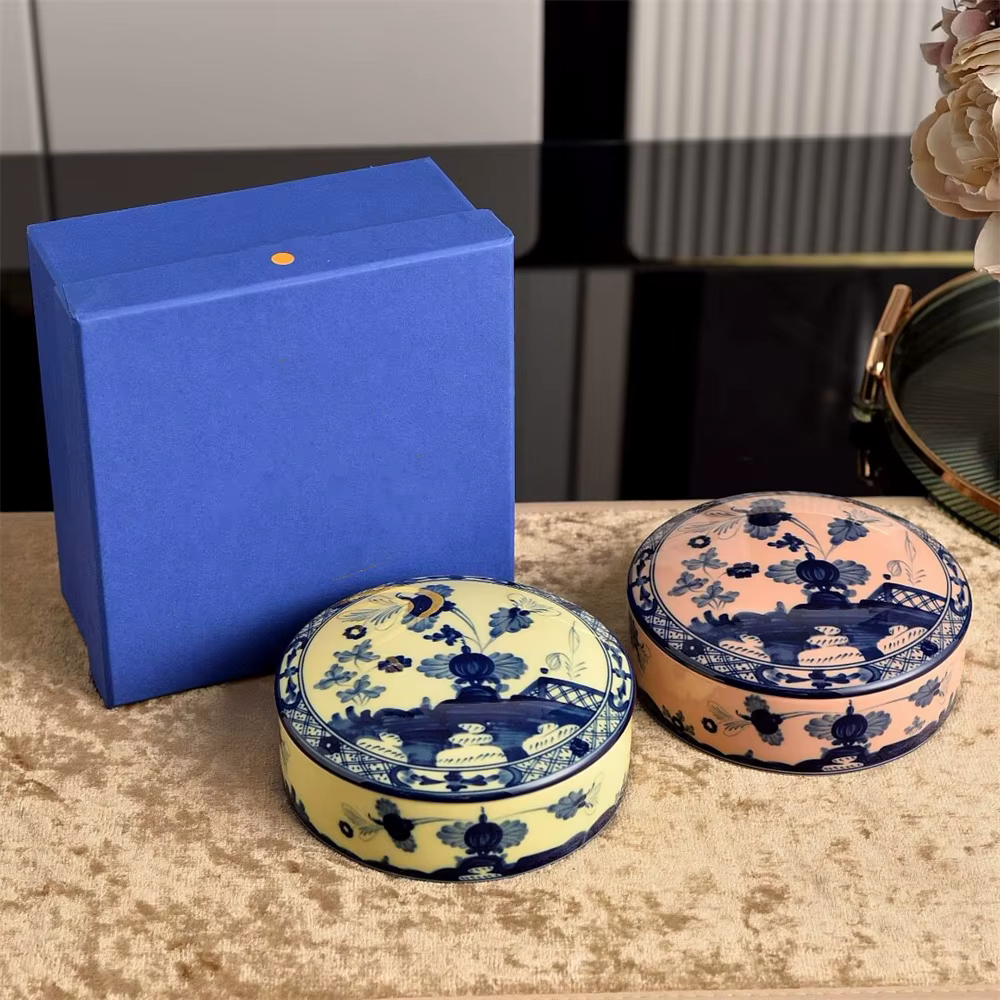 Boîte de rangement en céramique dorée beige pour bijoux