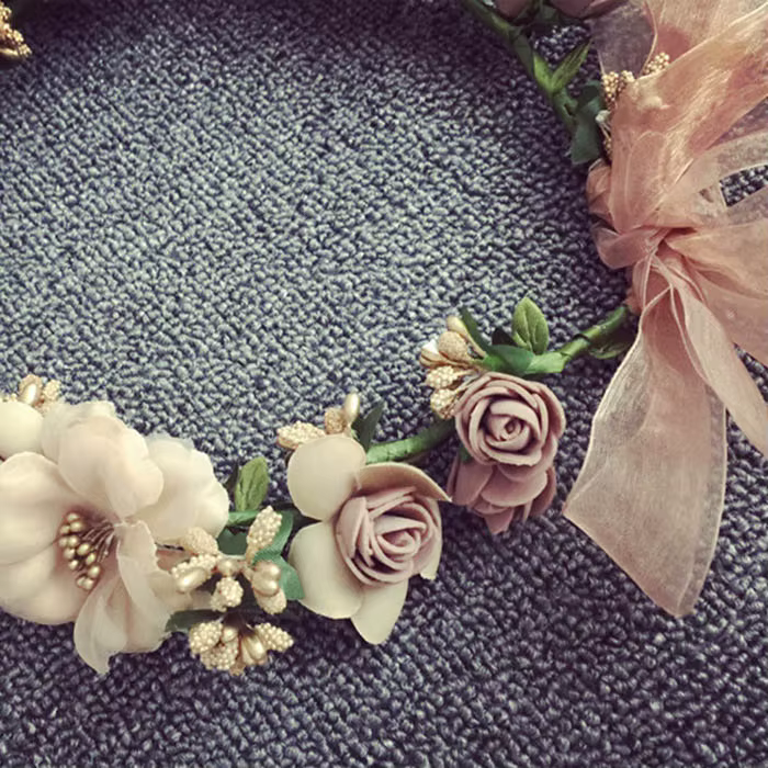 Bandeau de mariage fleurs florales femmes guirlande bandes de cheveux à la main dame filles