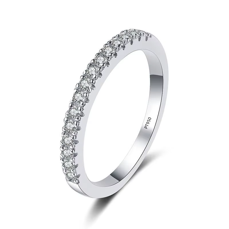 Bague de mariage en platine massif PT950 avec moissanite pour femme