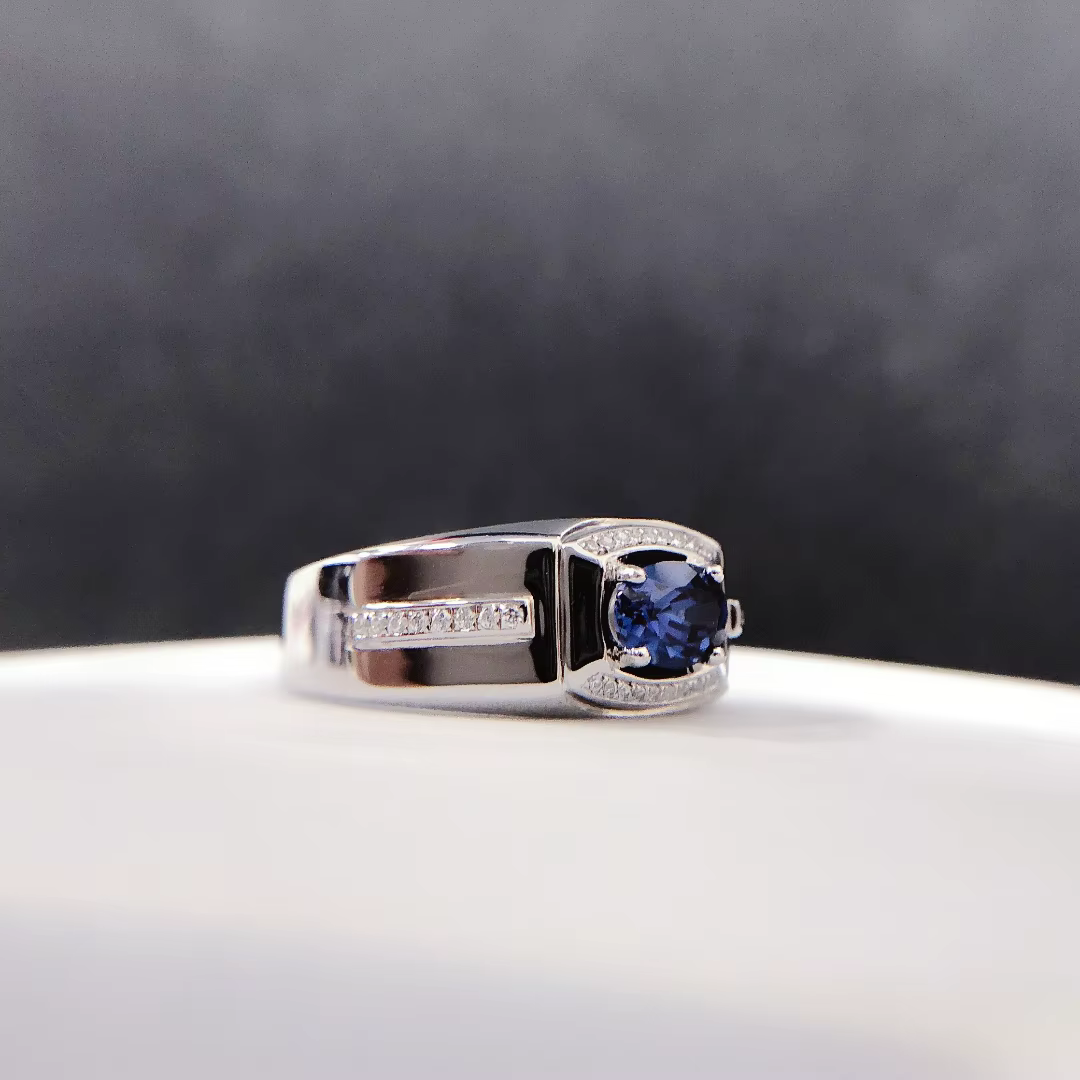 Bague Homme Diamant Bleu Taille Ovale