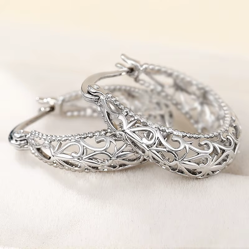 Huretailers-Boucles d'oreilles créoles élégantes pour femmes