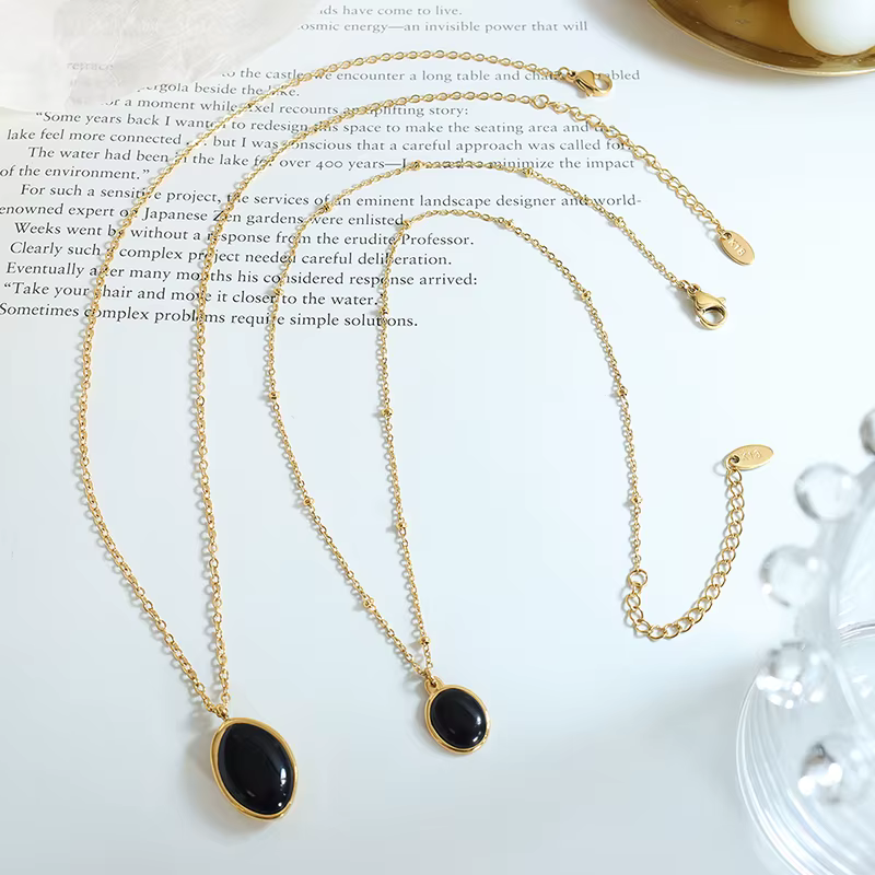 Collier opale Simple Vintage en acier inoxydable 316L