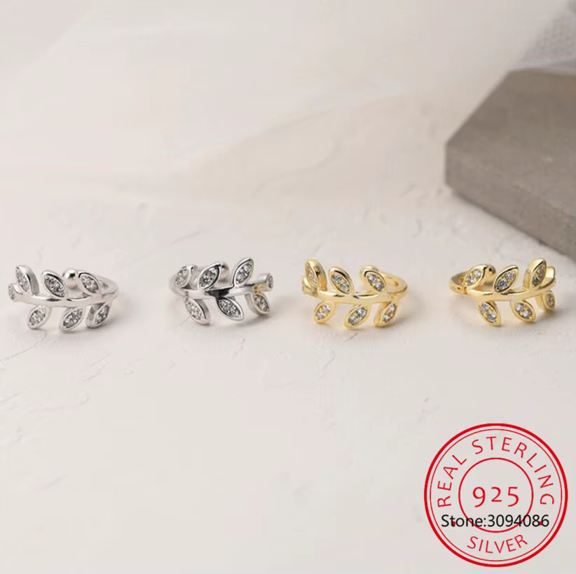 Manchette d'oreille en argent regardé 925 pour femme