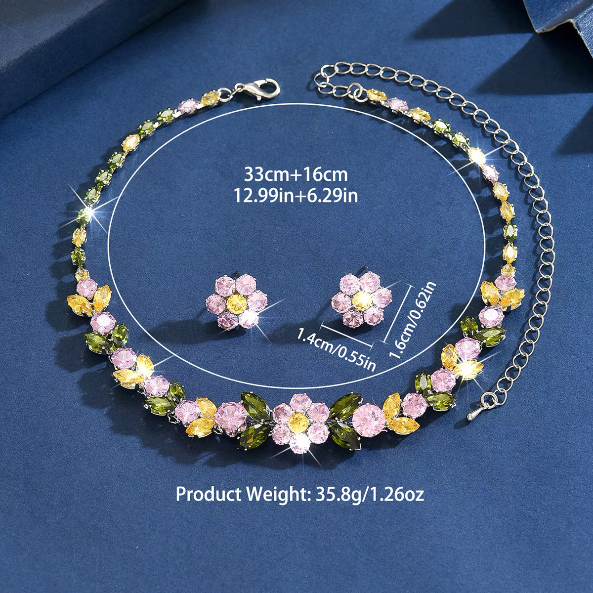 Nouvel ensemble boucles d'oreilles et collier floraux 2026 pour femme