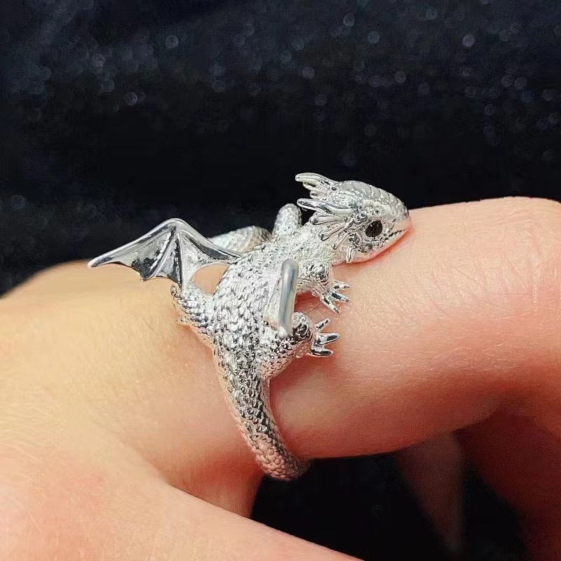 Bagues d'ouverture Vintage Dragon foncé pour hommes et femmes