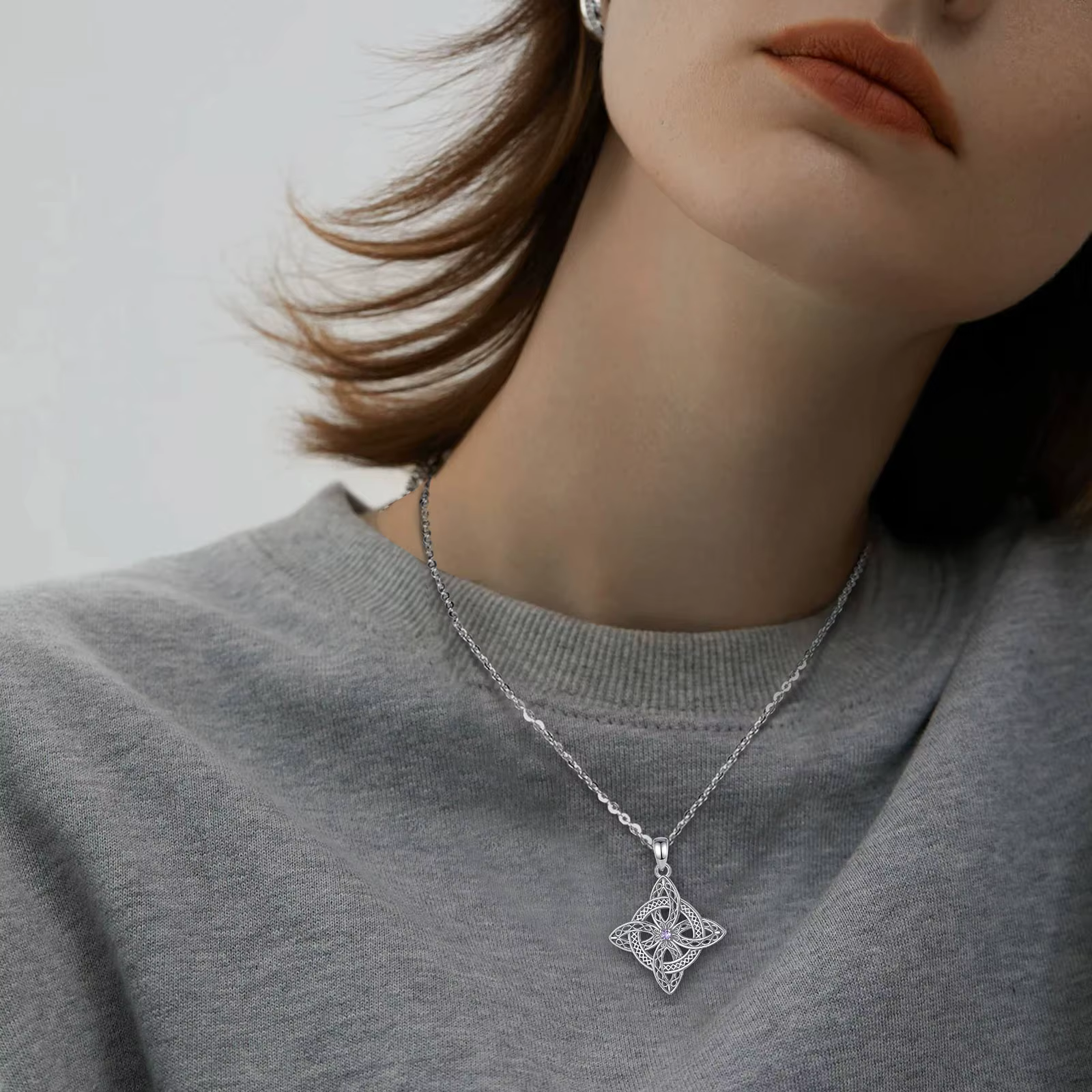 AEONSLOVE – pendentif en zircone avec nœud de sorcière magique