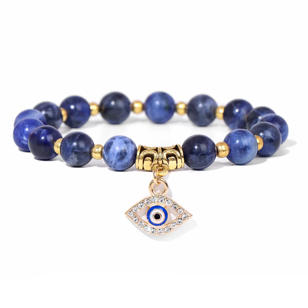 Bracelet de perles de pierre de sodalite bleue