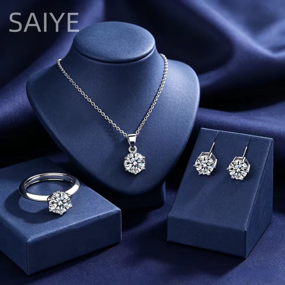 Vente flash - Ensemble de bijoux en argent sterling 925 avec moissanite pour femmes - Collier