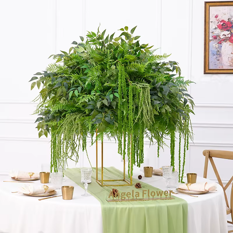 A8868 Mori verdure feuilles plantes suspendues vigne Table de mariage pièce maîtresse fleur boule décor Banquet Arrangement Floral événement accessoire