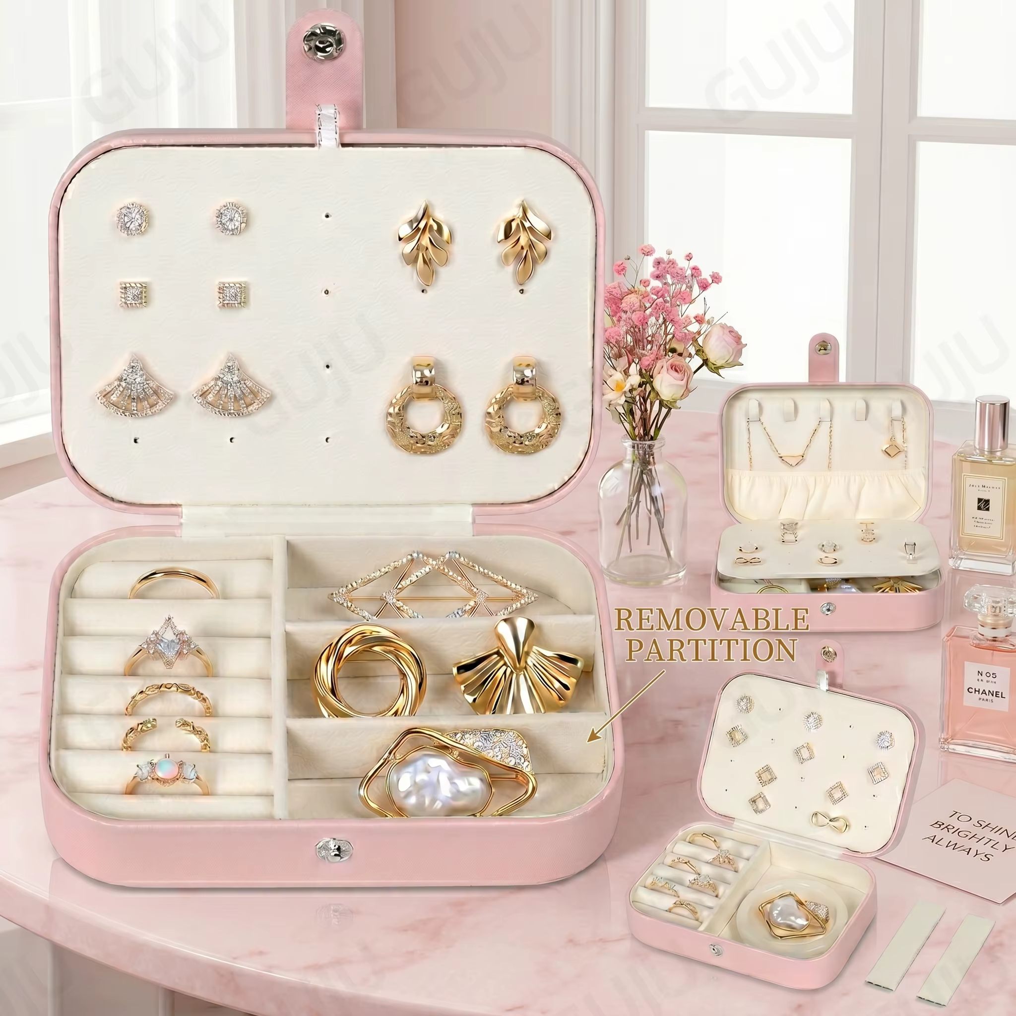 Boîte à bijoux de voyage en cuir