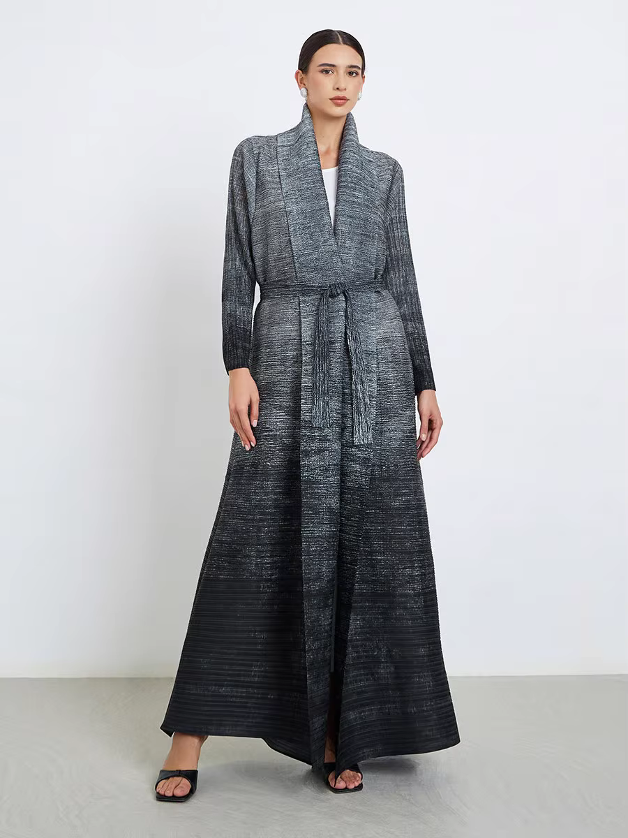 Abaya plissé dégradé gris noir