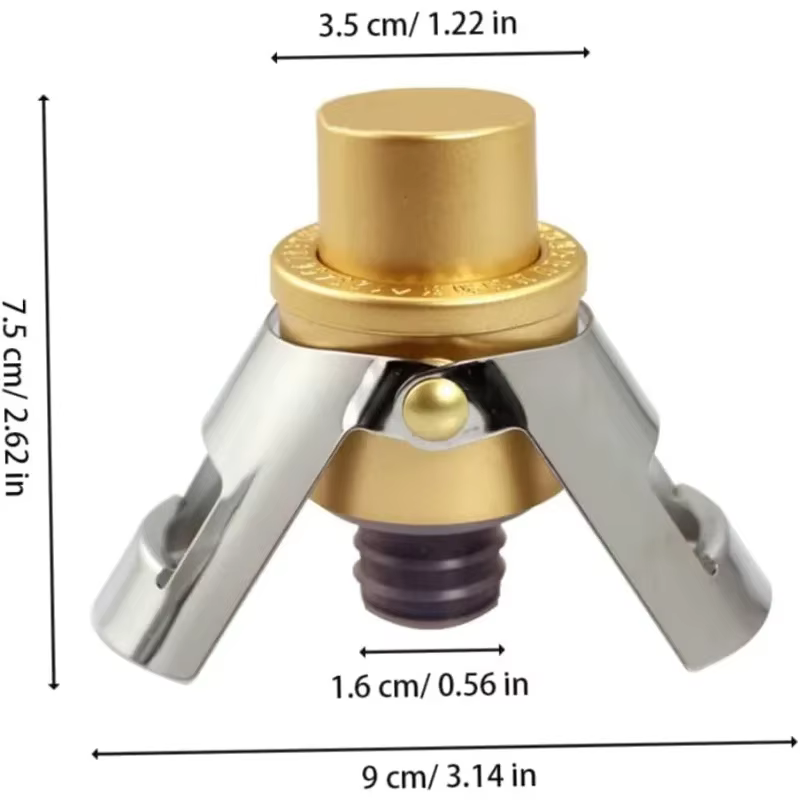 Bouchon de champagne économiseur de bouteille mousseux vin acier inoxydable pour scellé sous vide avec une pompe à pression intégrée or
