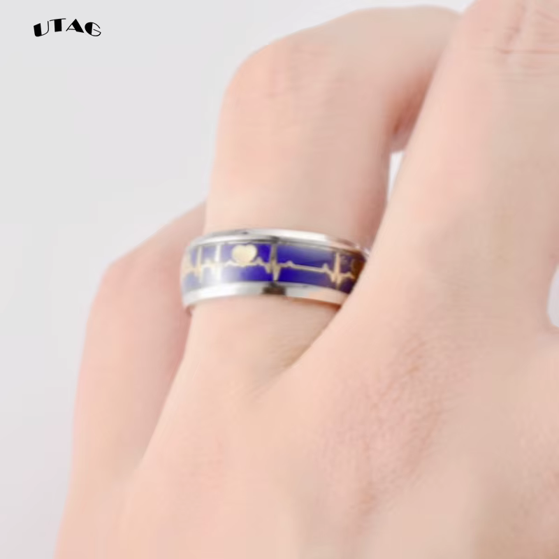 UTAG – bagues d'humeur pour femmes, couleur changeante, battement de cœur, pour hommes, sensation d'émotion, température d'humeur, bague de Couple