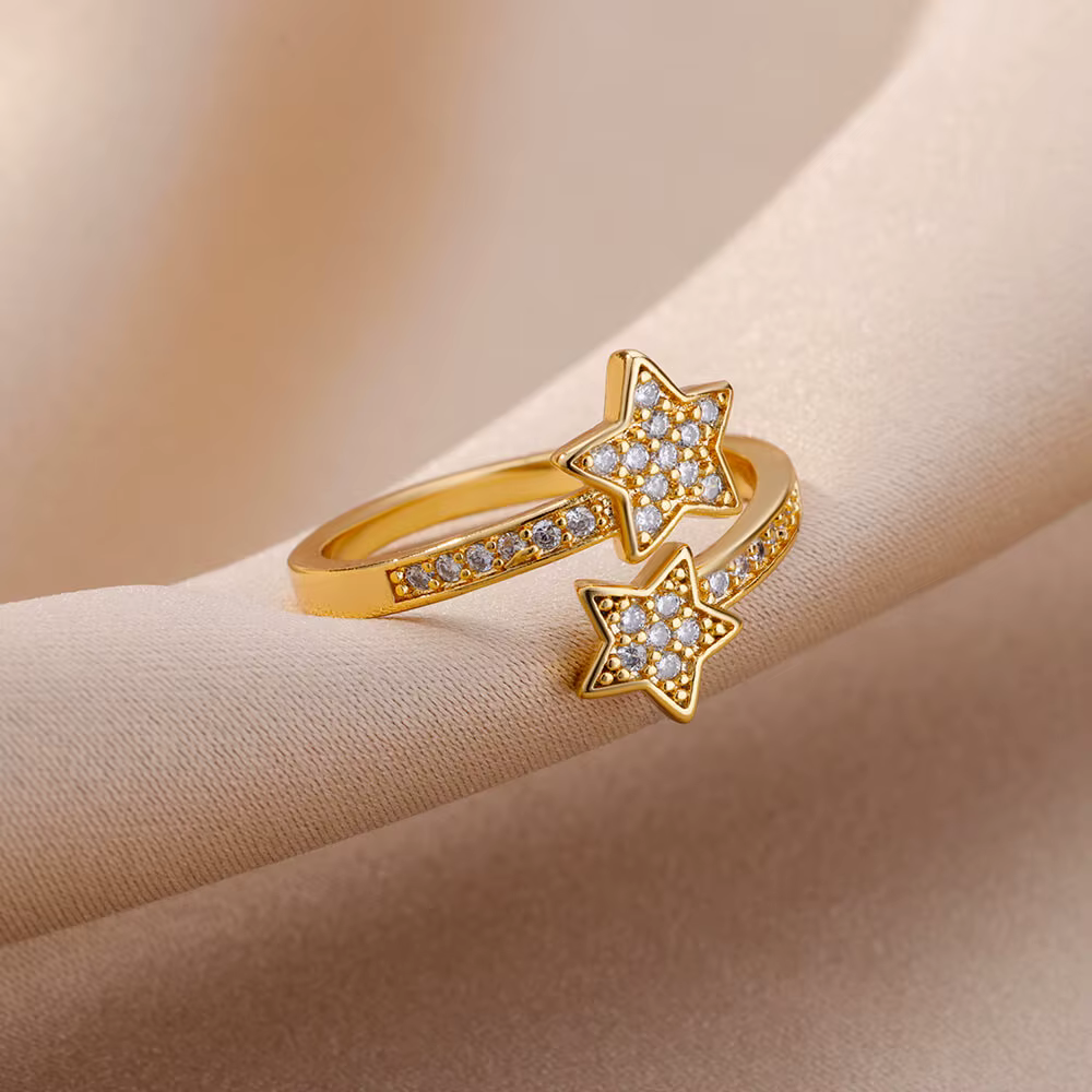 Bagues Double étoile en Zircon pour femmes