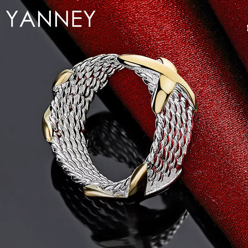 Argent sterling 925 pour femme 5/6/7/8/9/10 # Bague croisée tressée Fine pour bijoux de fête à la mode