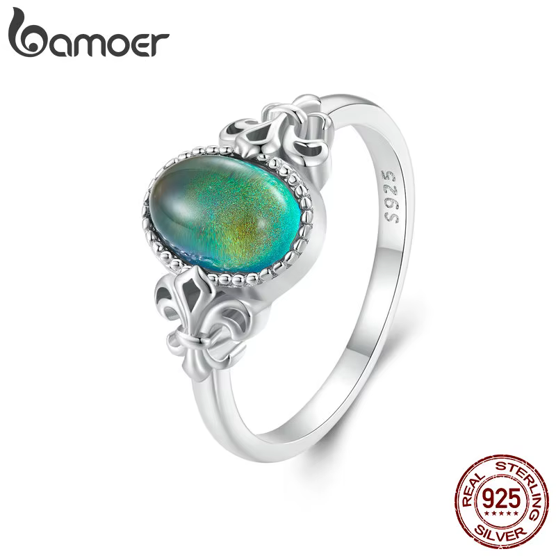 Bague d'émotion en argent regardé 925 massif