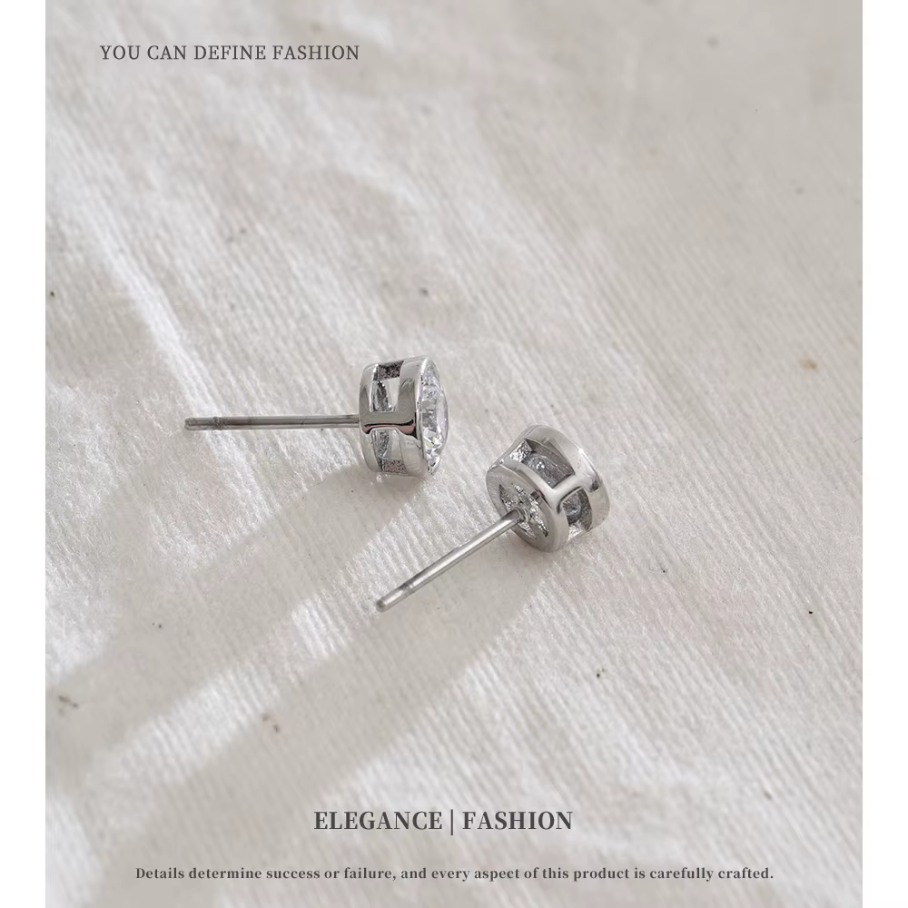 Boucles d'oreilles en acier inoxydable et zircone cubique