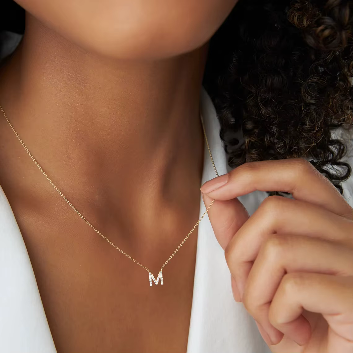 Mini collier ras du cou avec lettres en Zircon pour femmes