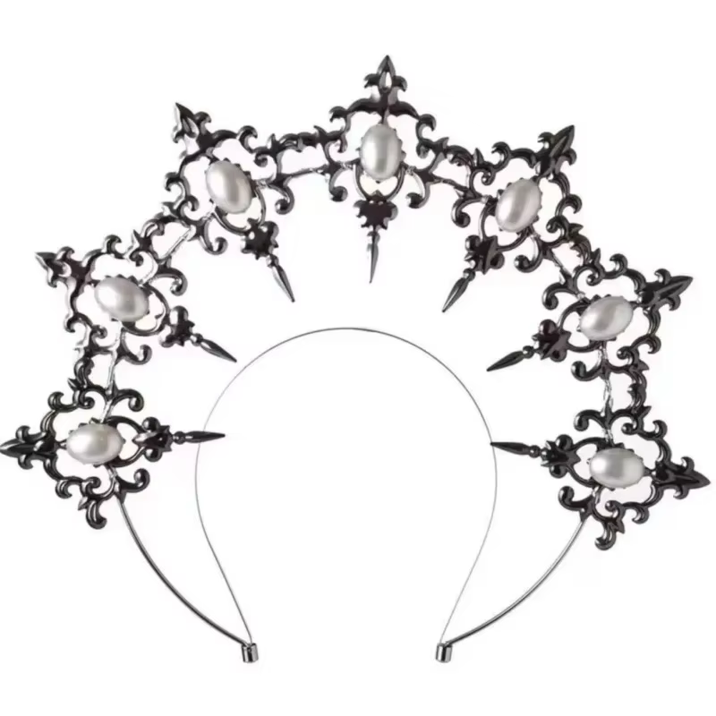 Gothique foncé Lolita Halo diamant soleil couronne Baroque bandeau femmes accessoires de mode cheveux
