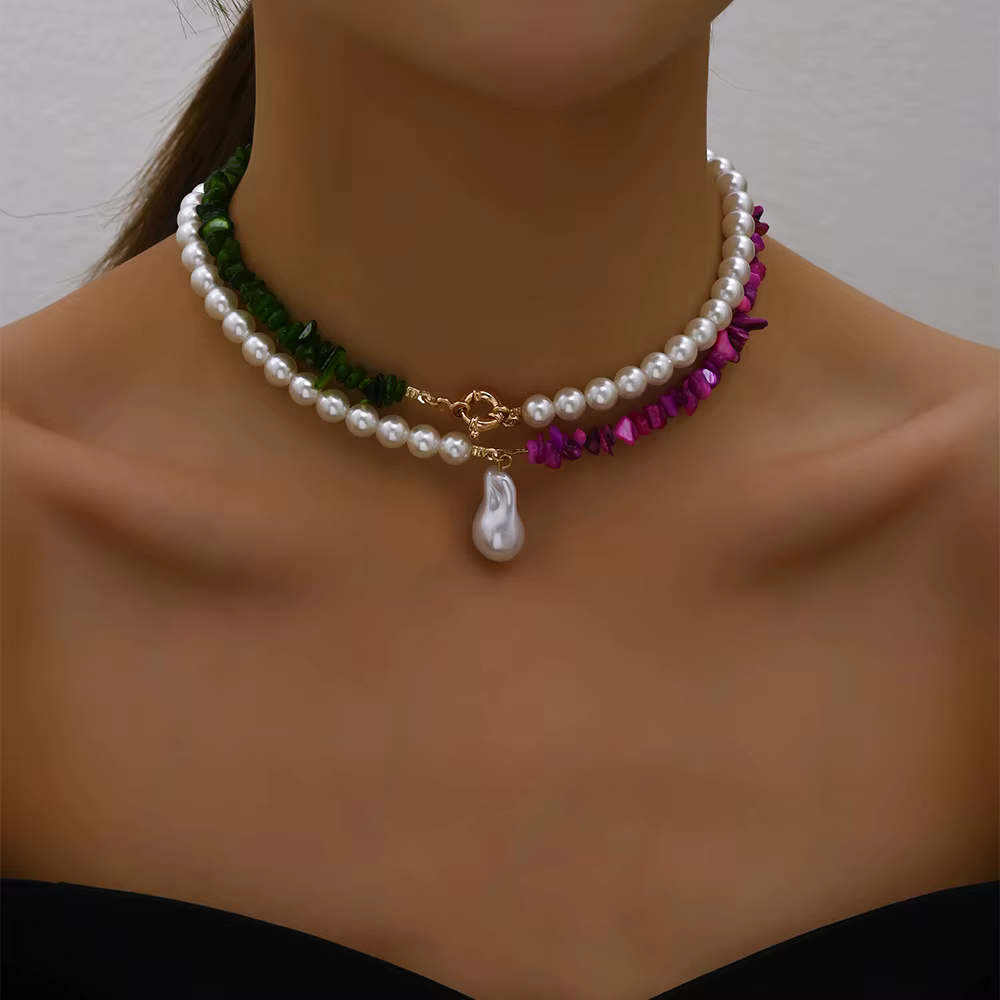 Collier ras du cou en pierre pour femmes