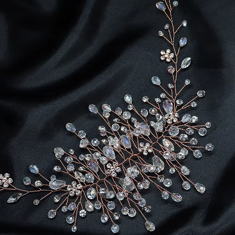 Pince à cheveux de mariée de luxe en cristal et perles